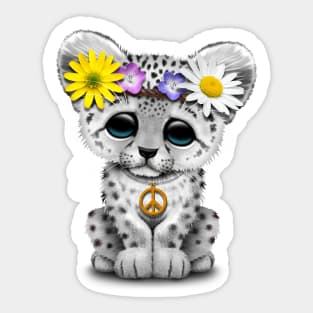 Cute Hippie Snow leopard Cub Sticker